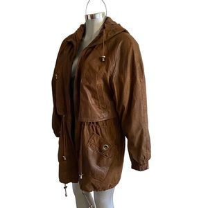 Vintage Leather Parka Coat Jacket Lined Western Southwestern Distressed Ranch